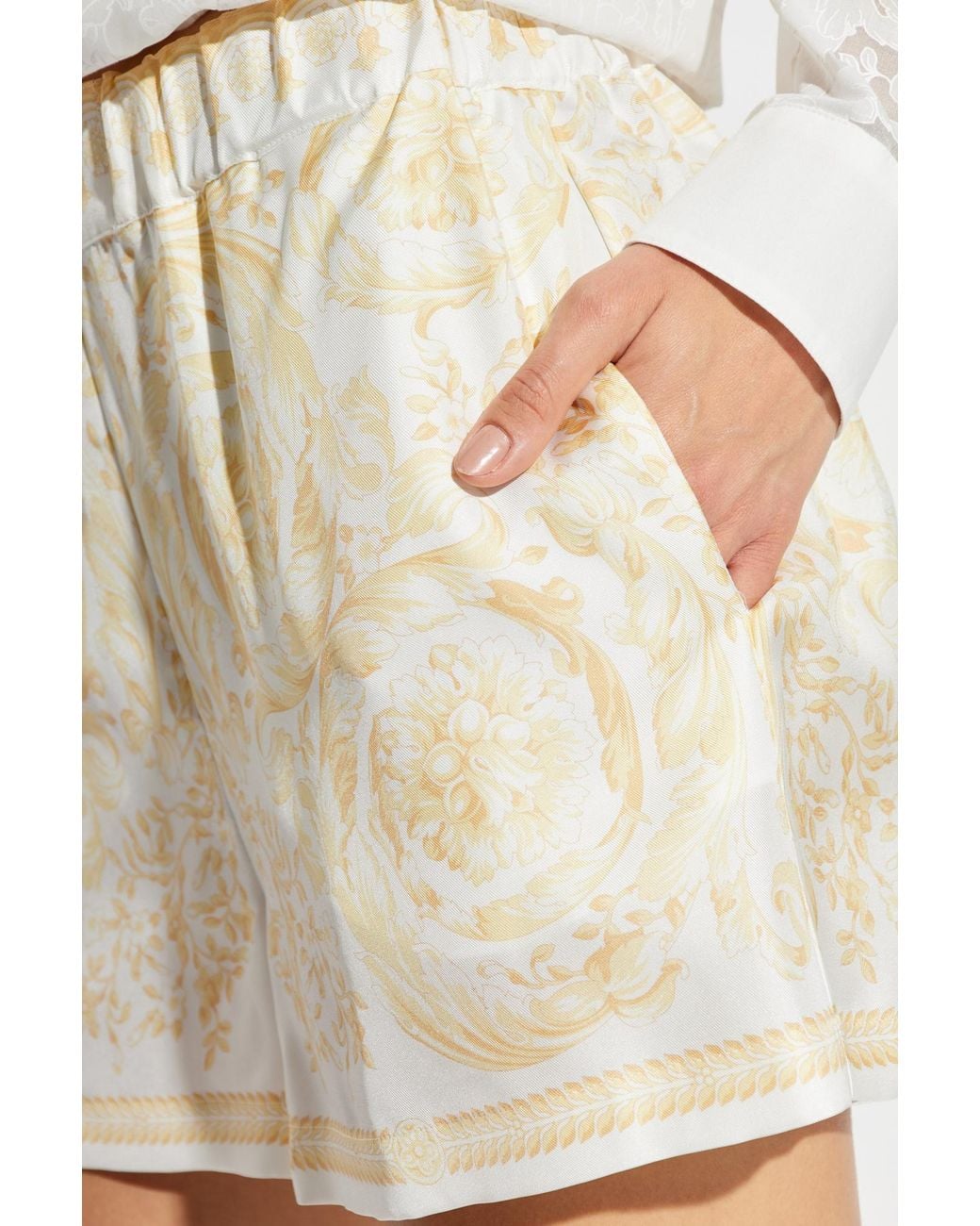 Versace Natural Pattern-Printed Elasticated-Waistband Shorts