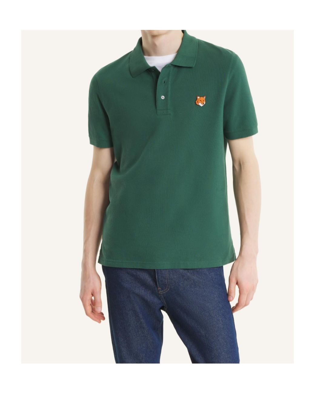 Maison Kitsuné Green Maison Kitsuné Fox Head Regular Polo Shirt for men