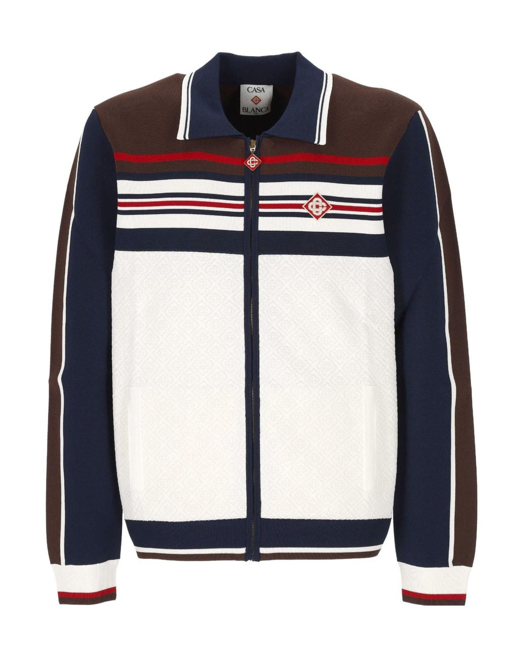 Casablanca Blue Striped Zip Polo Cardigan for men