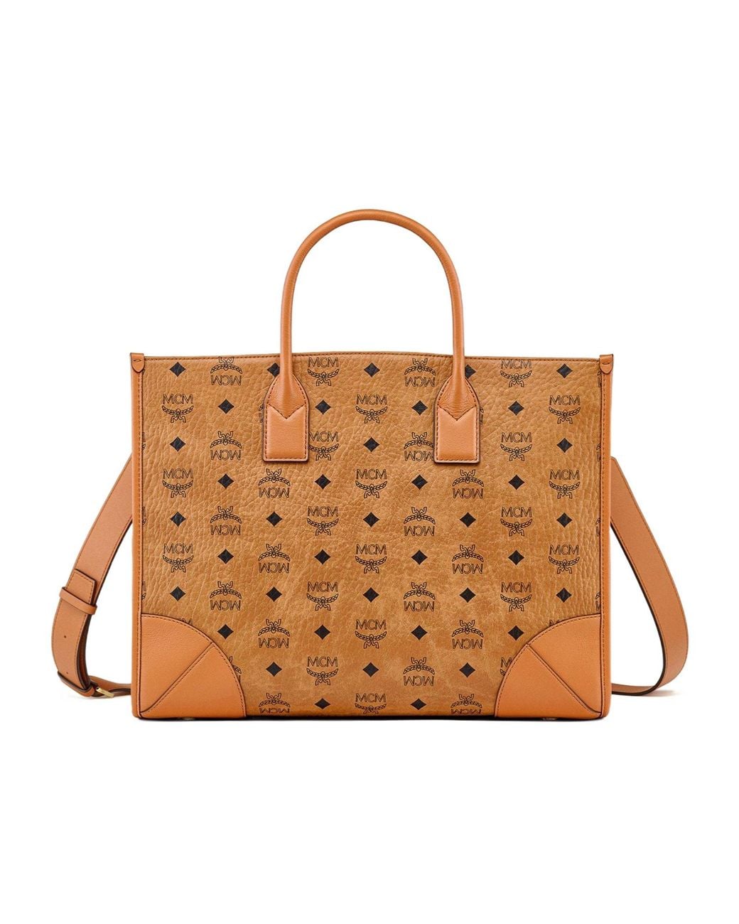 MCM Brown Munich Printed Large Top Handle Bag
