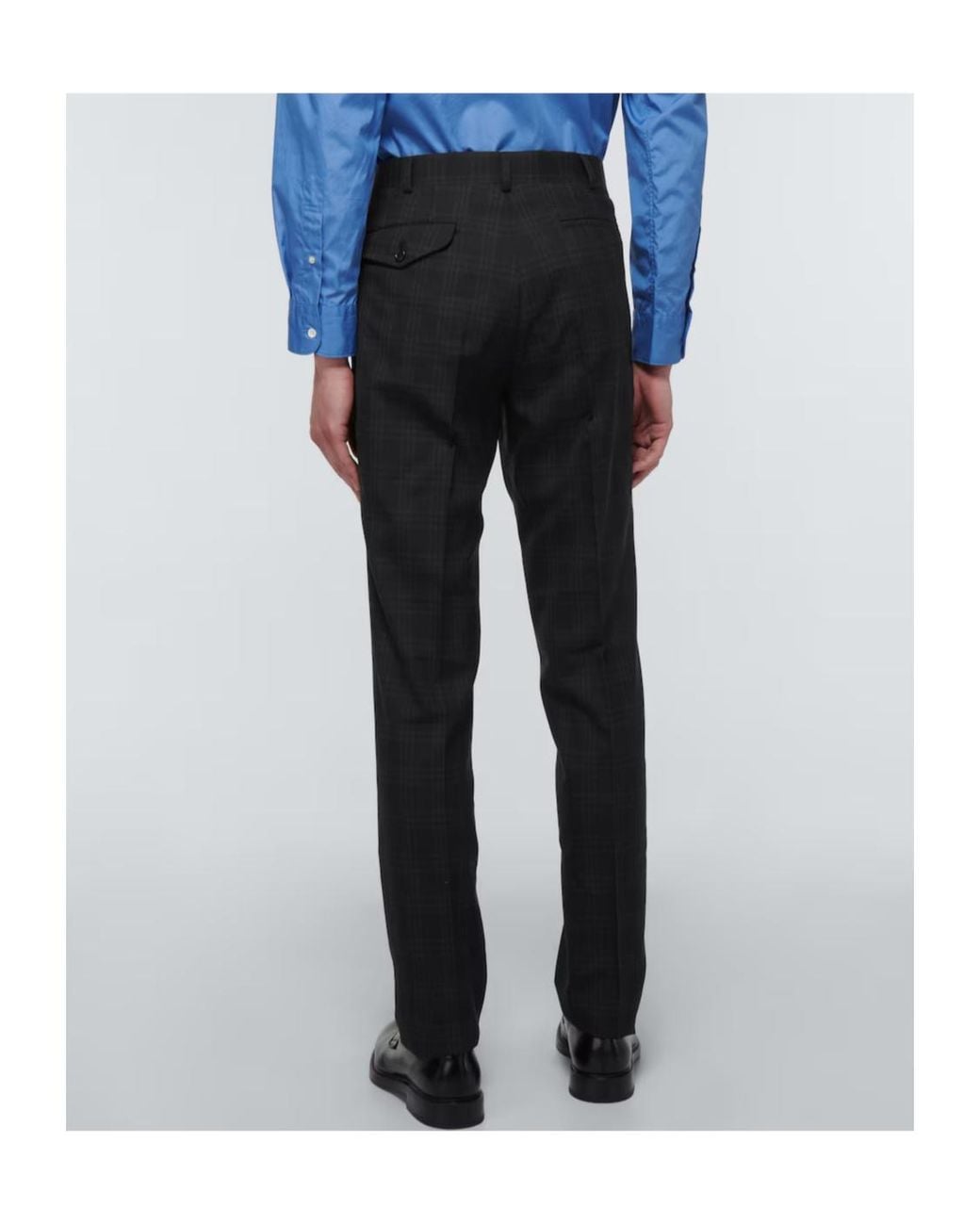 Comme des Garçons Gray Plaid Slim-Fit Casual Pants for men