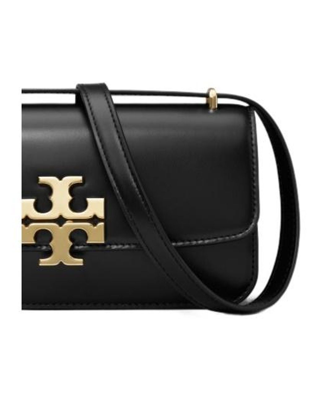 Tory Burch Black Convertible Eleanor Foldover Top Small Shoulder Bag