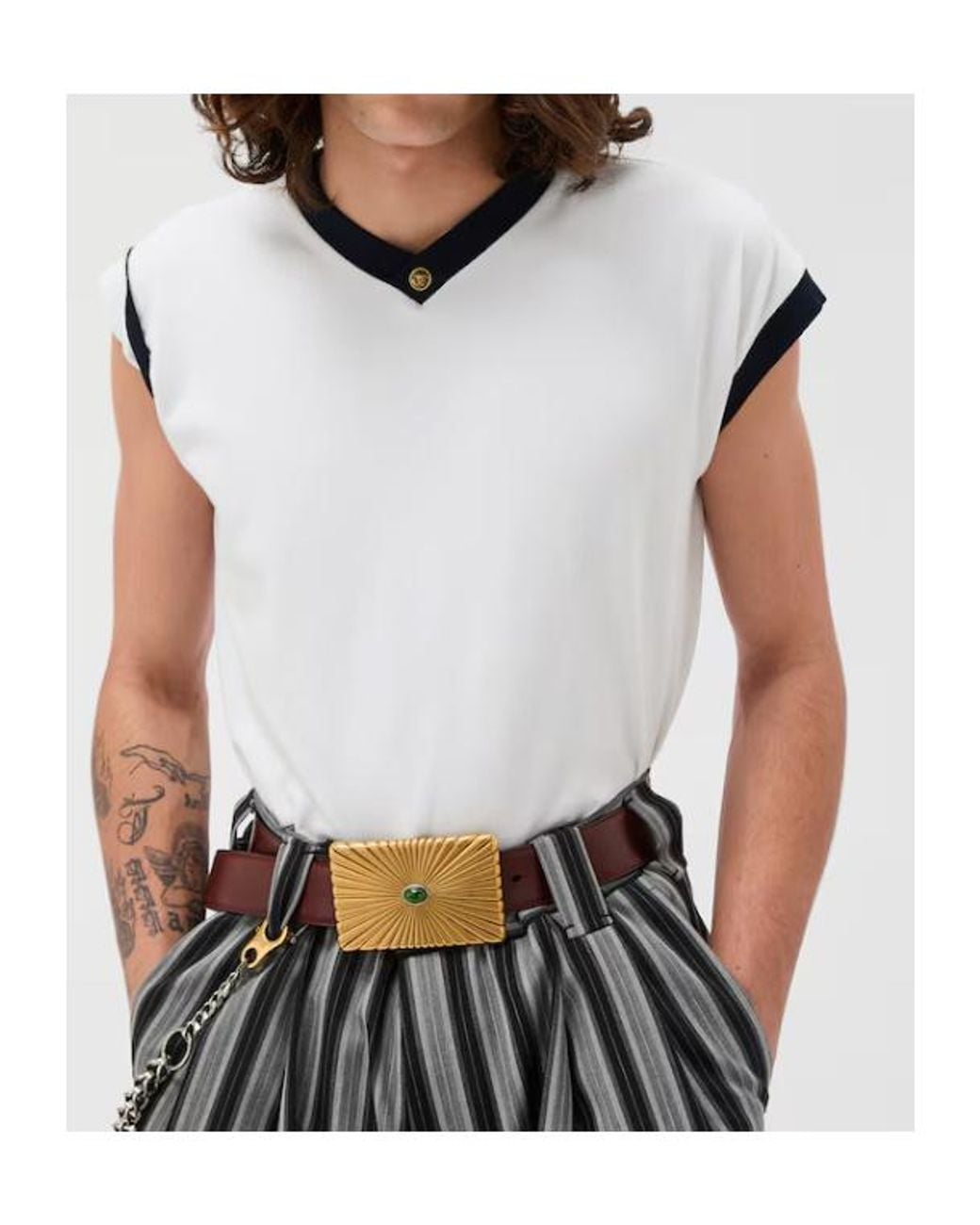 Versace White Stretch Slim T-Shirt for men