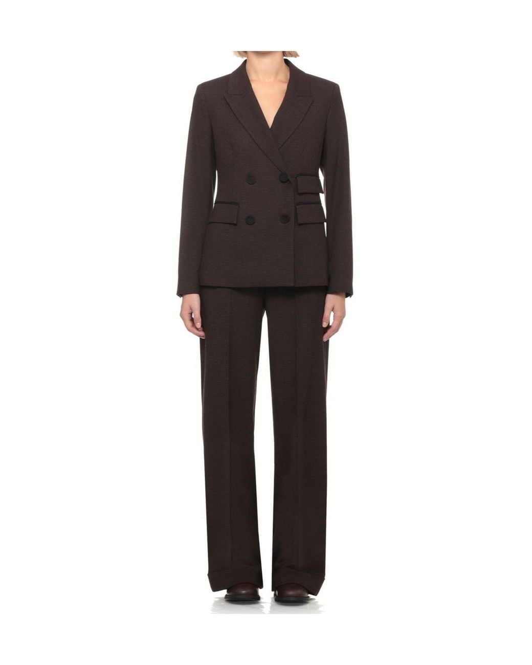 D.exterior Black Houndstooth Double-Breasted Blazer