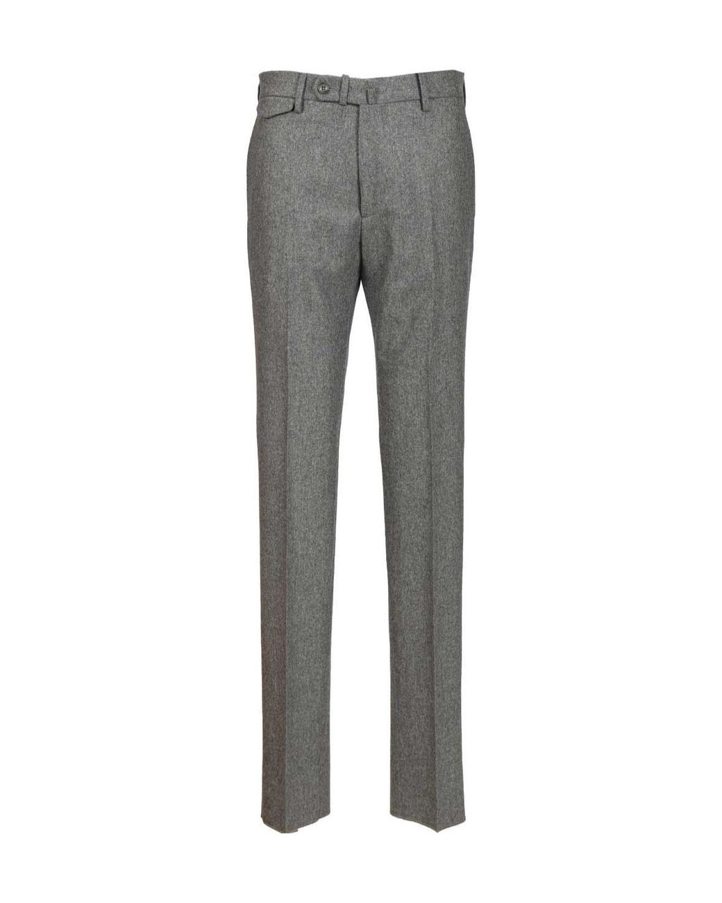 Tagliatore Gray Pleated Flannel Pants for men