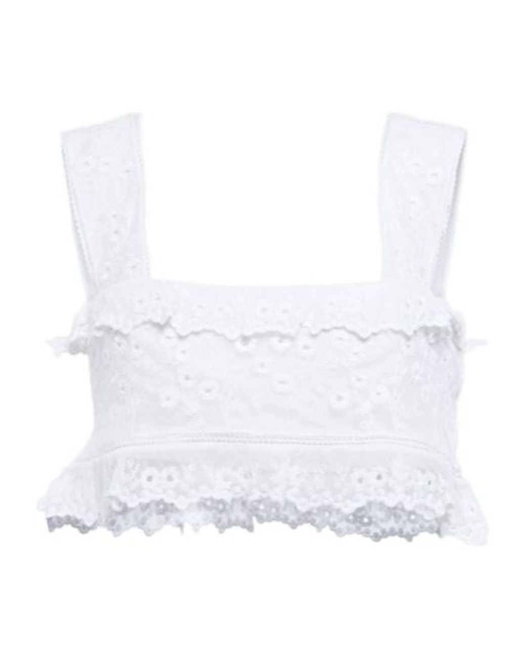 Isabel Marant White Mecelia Anglaise Cotton And Silk Crop Top