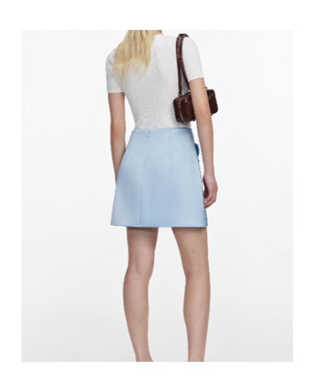 Self-Portrait Blue Floral Appliqué Mini Skirt