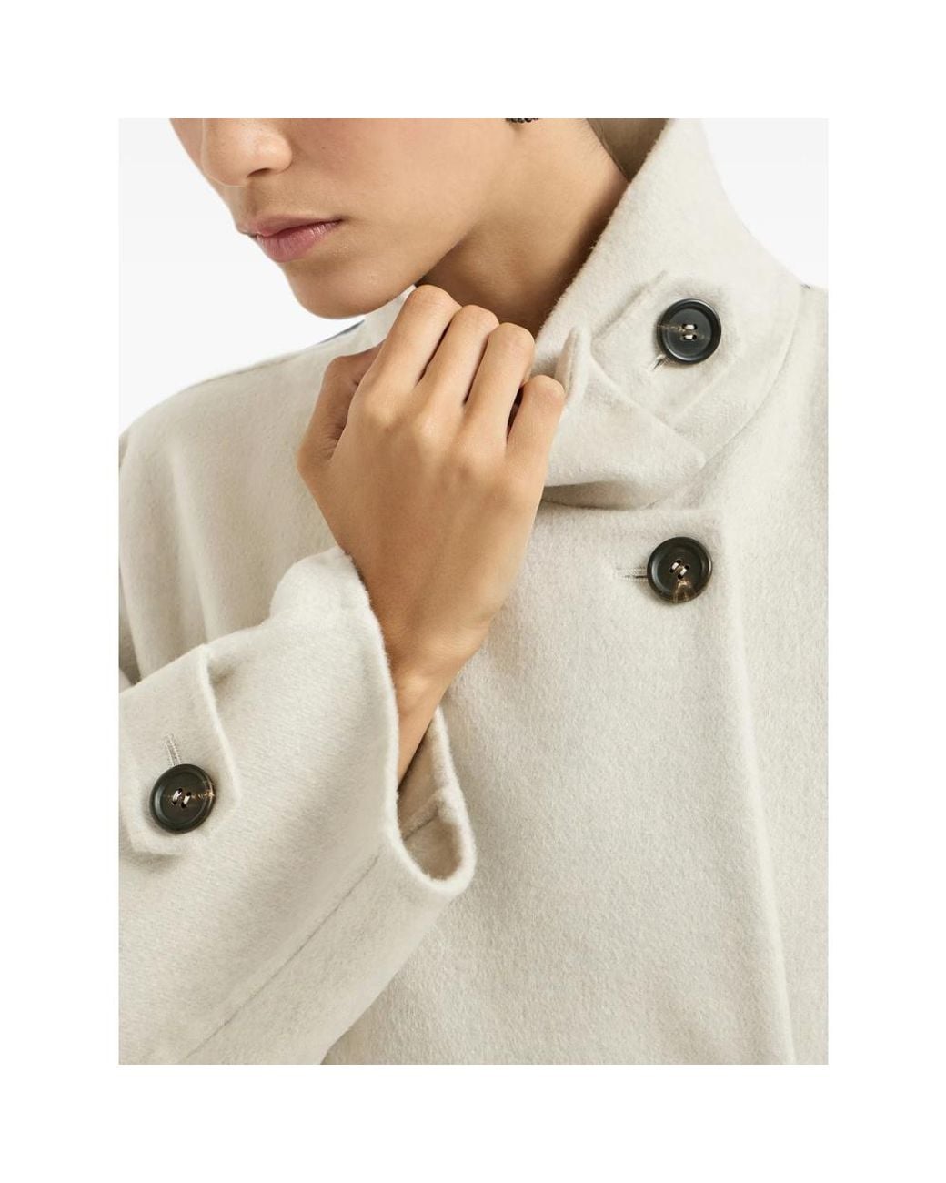 Brunello Cucinelli Natural Single-Breasted Belted Coat