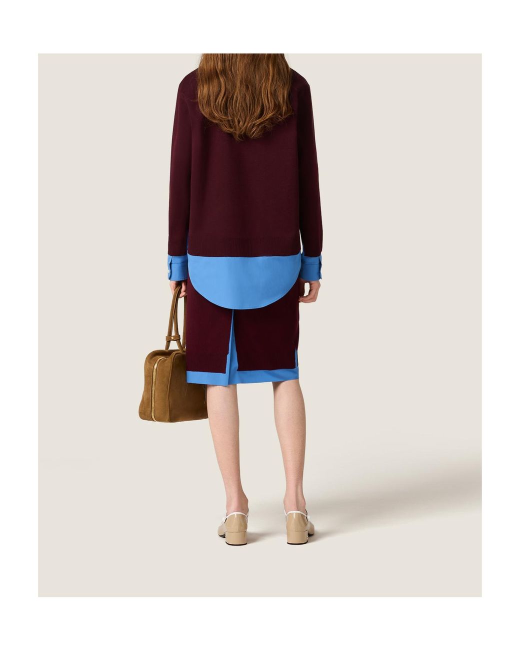 Miu Miu Purple Embroidered-Logo Split Midi Skirt