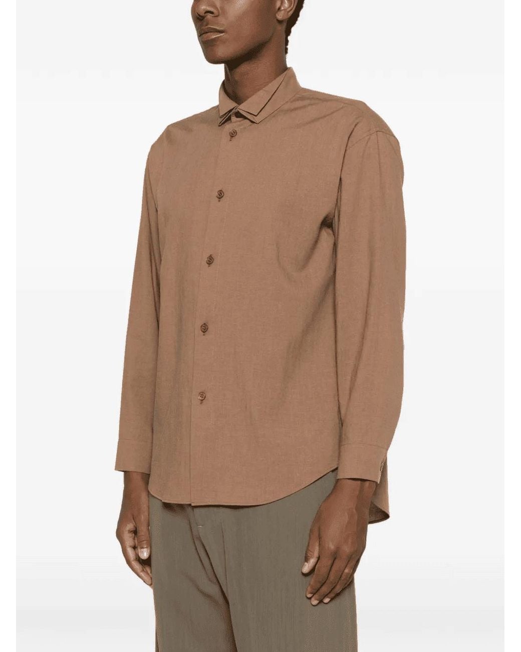 Homme Plissé Issey Miyake Brown Button-Fastening Shirt for men