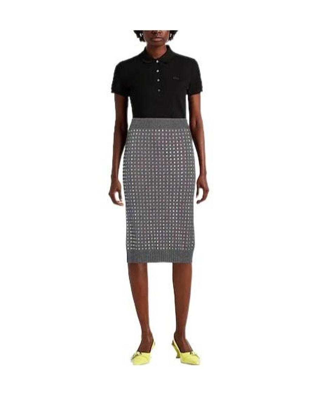 Sportmax Gray Fitted Knit Midi Skirt