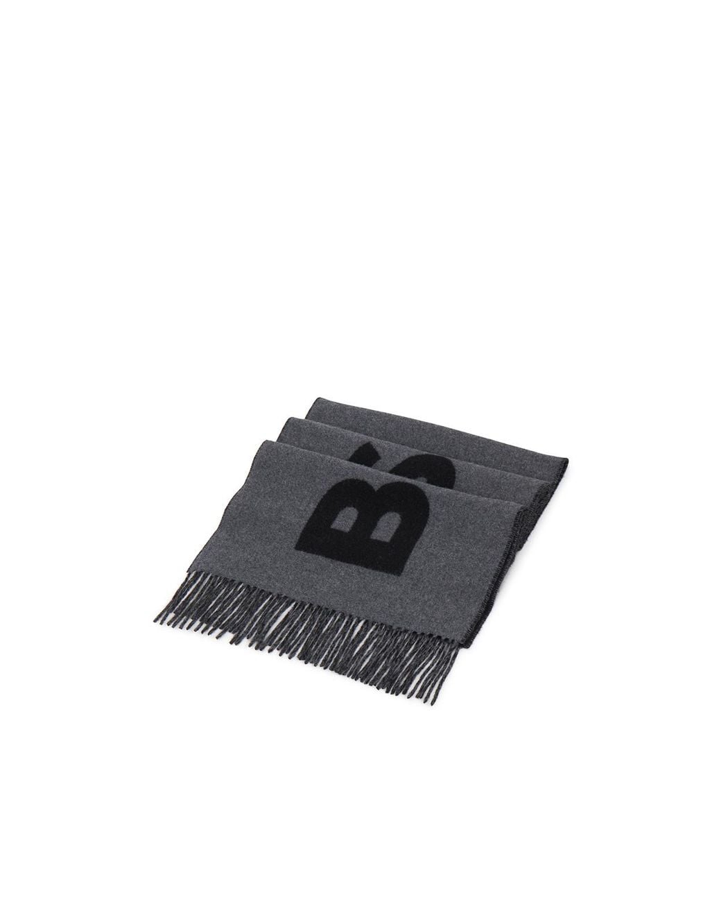 Boss Black Boss Logo Jacquard Fringed Edge Scarf for men