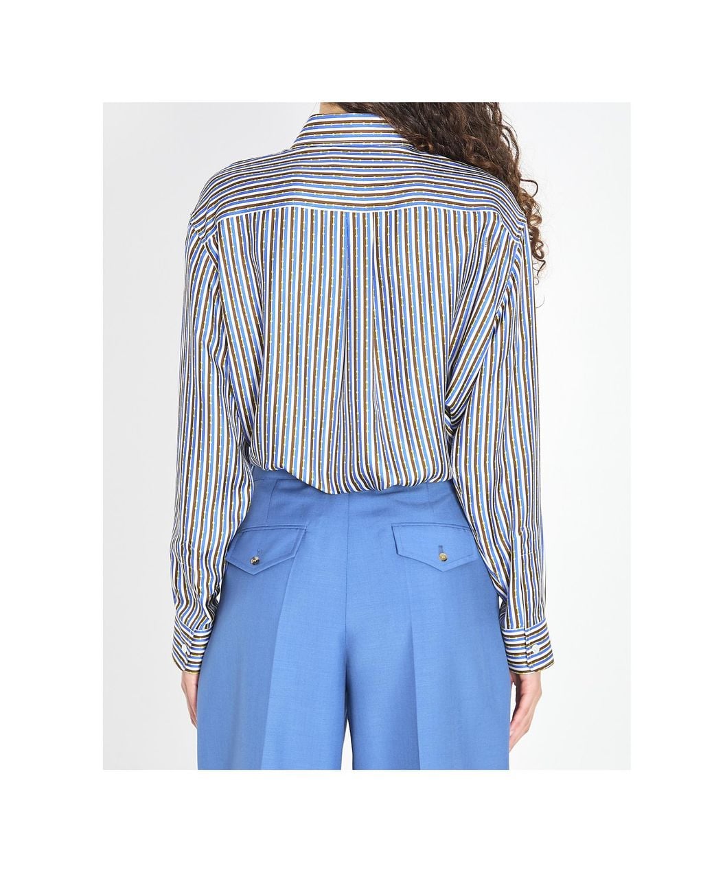 Céline Blue Striped Silk Twill Shirt
