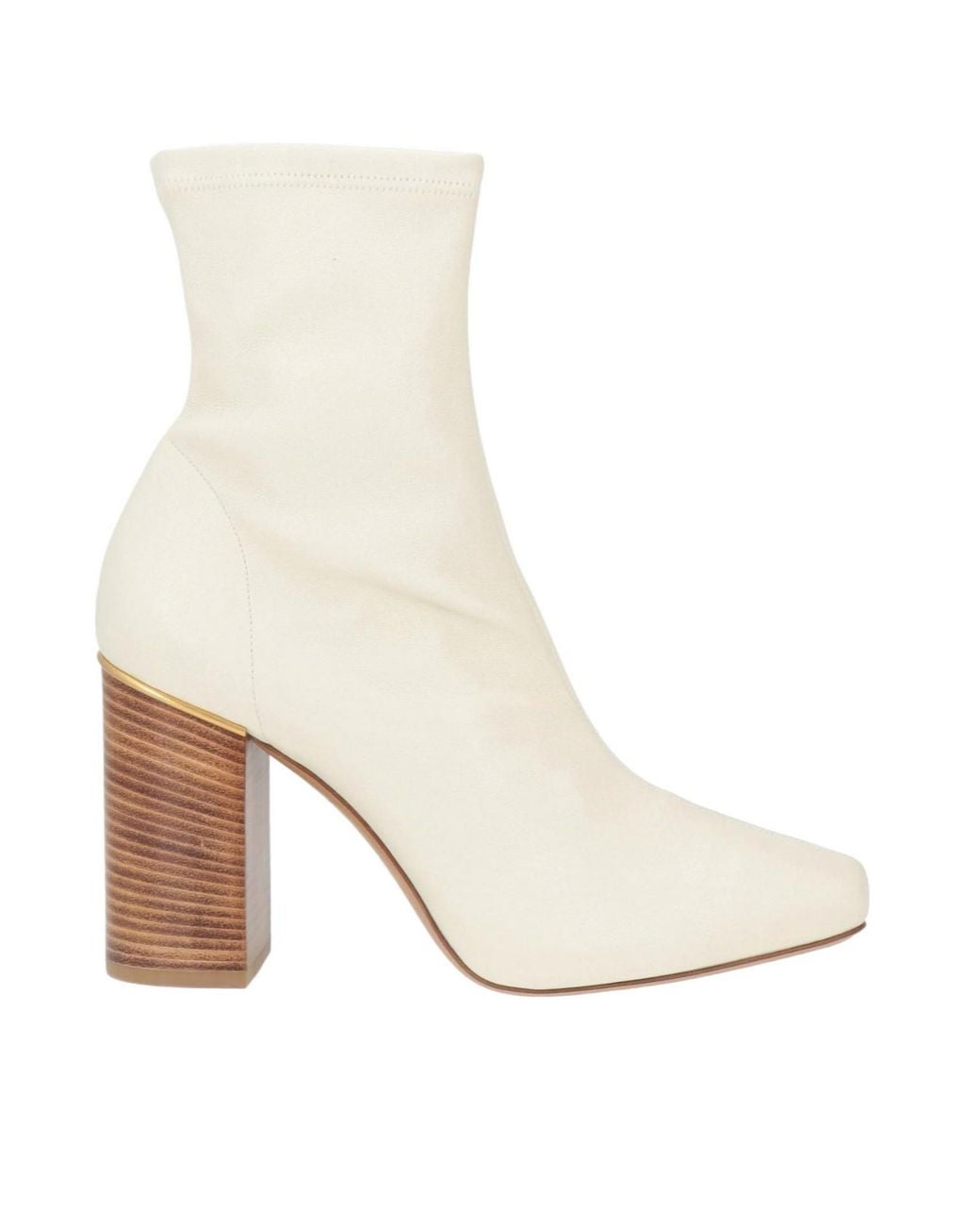 Chloé White Minimalist Leather Ankle Boots