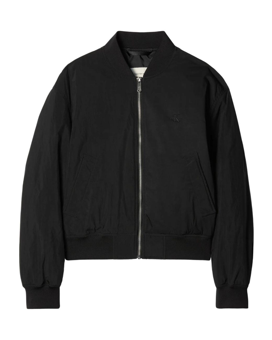 Calvin Klein Black Logo-Embroidered Zip-Up Jacket
