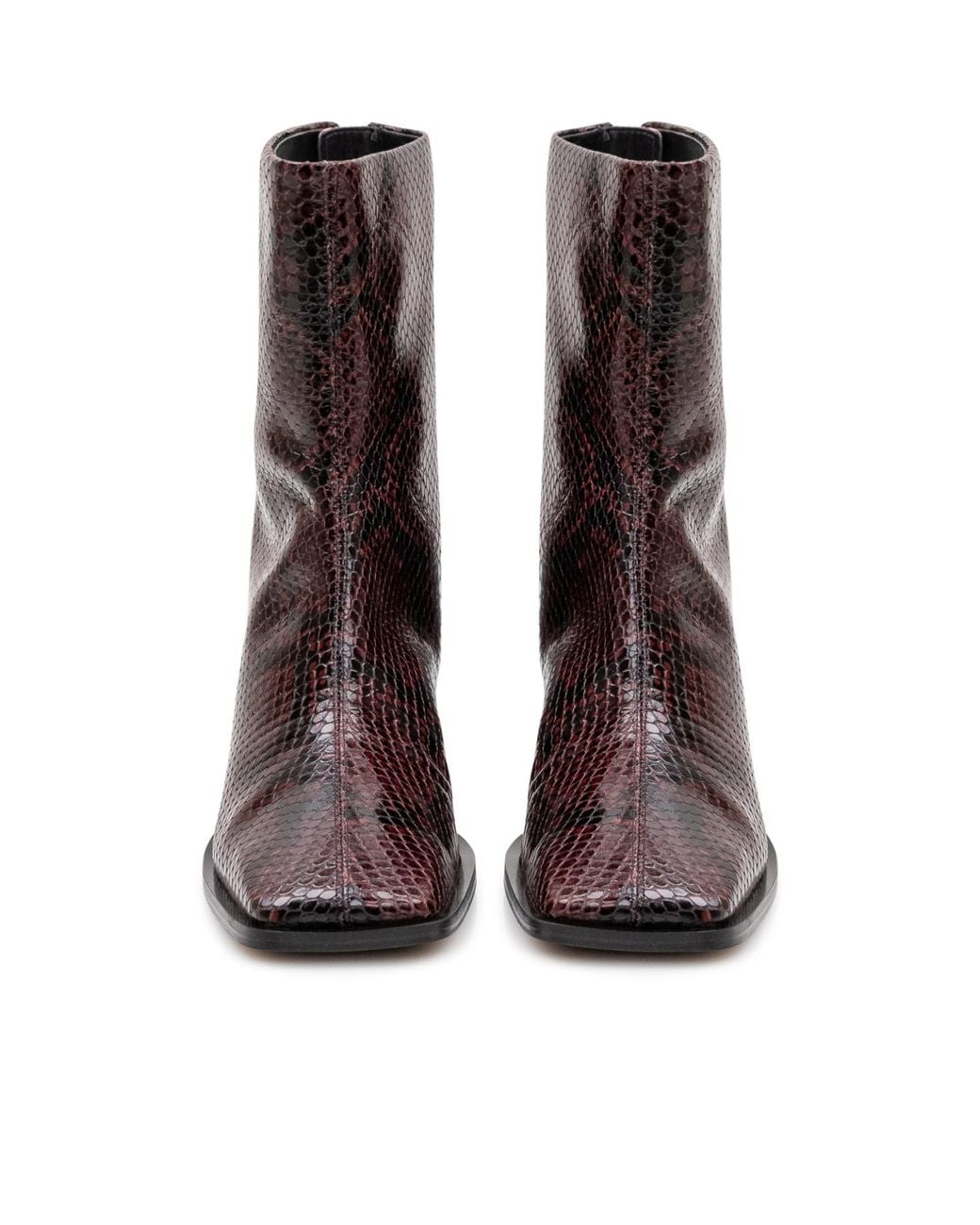Aeyde Brown Logo Embossed Square Toe Boots