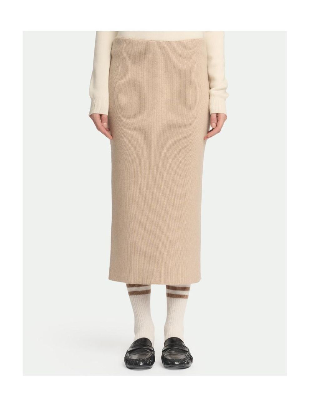 Malo Natural Ribbed Knitted Skirt