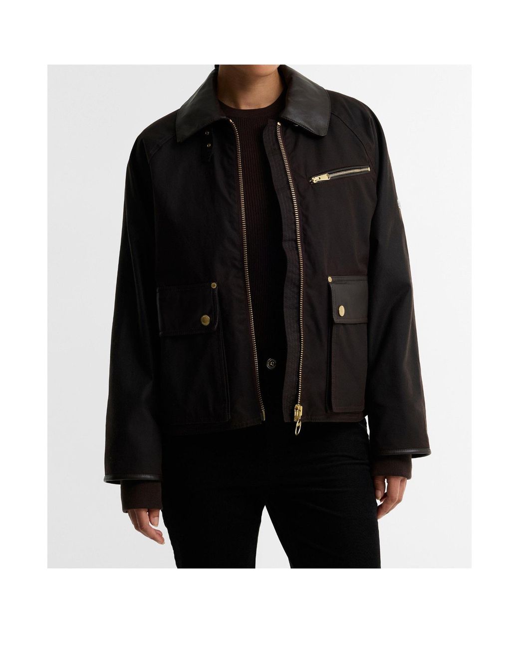 Barbour Black Collar Cropped Jacket