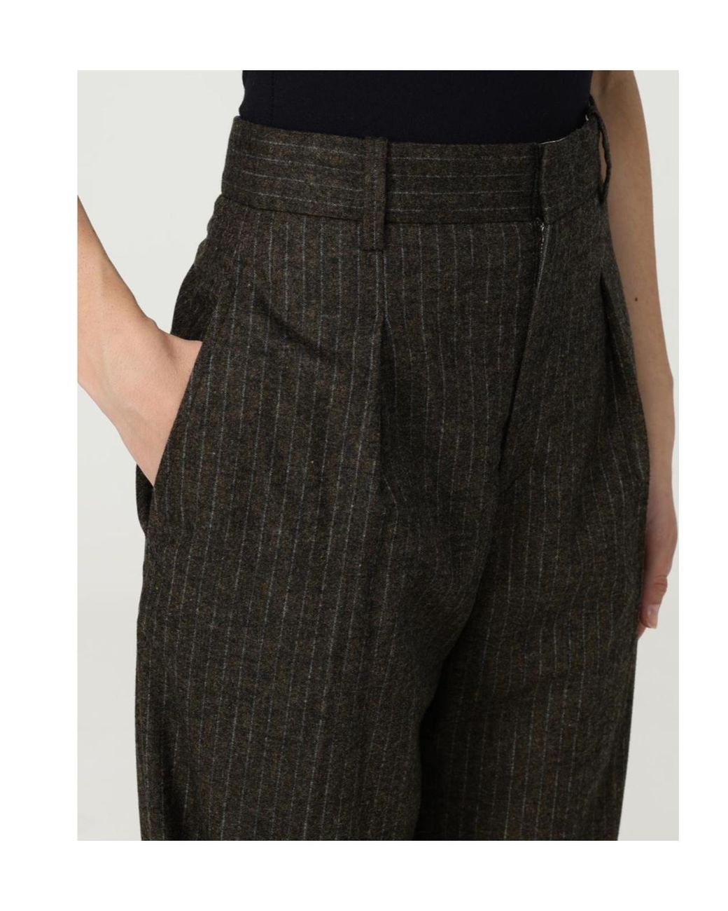 Isabel Marant Black Pinstriped Straight-Leg Trousers