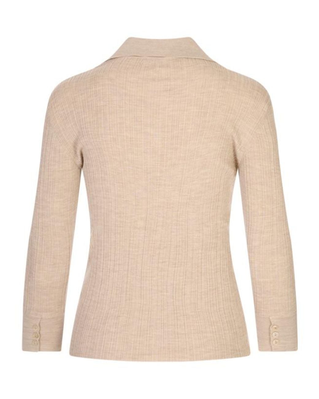 Agnona Natural Ribbed-Knit Buttoned-Cuff Sweater