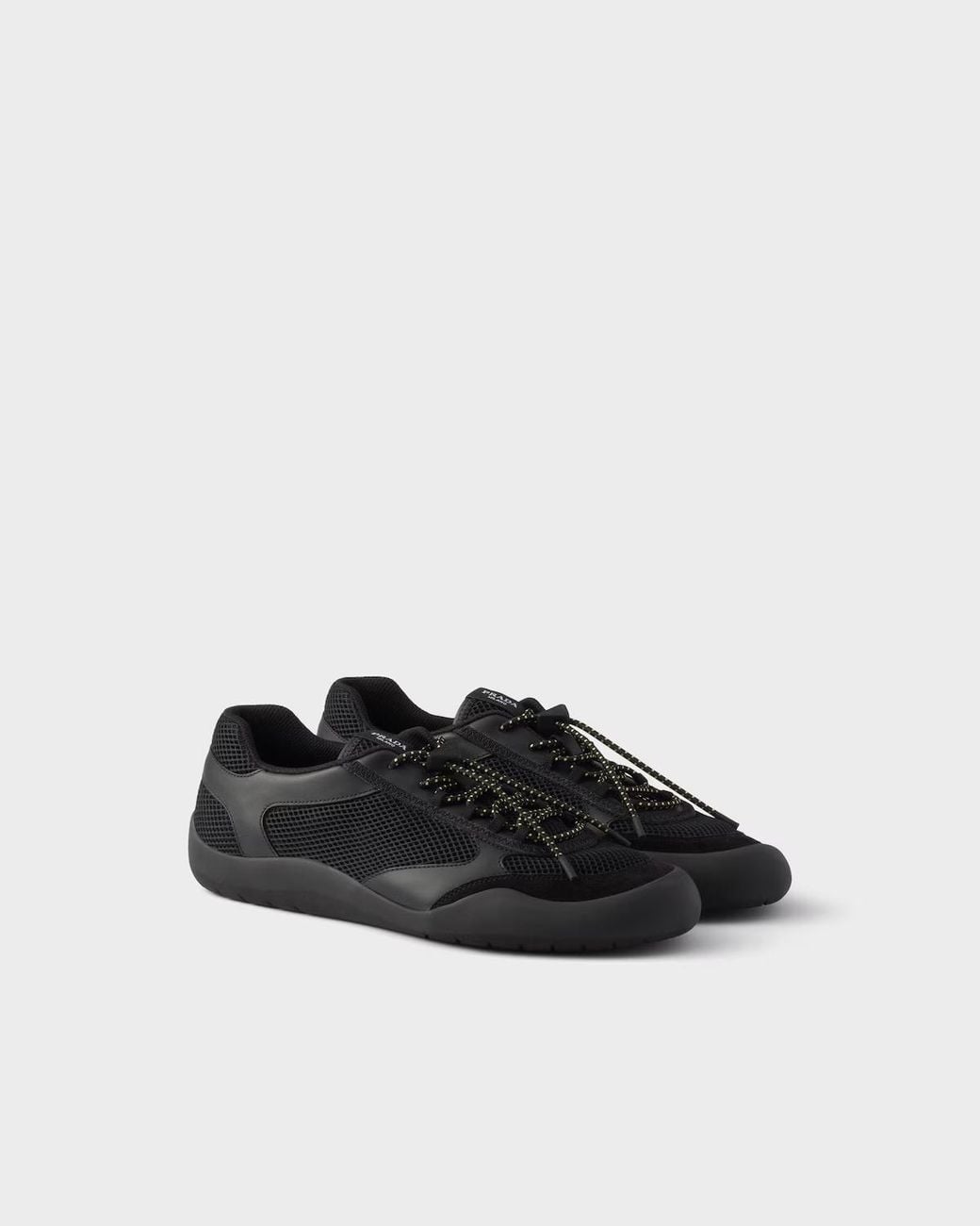 Prada Black Speedrock Leather And Mesh Fabric Sneakers for men