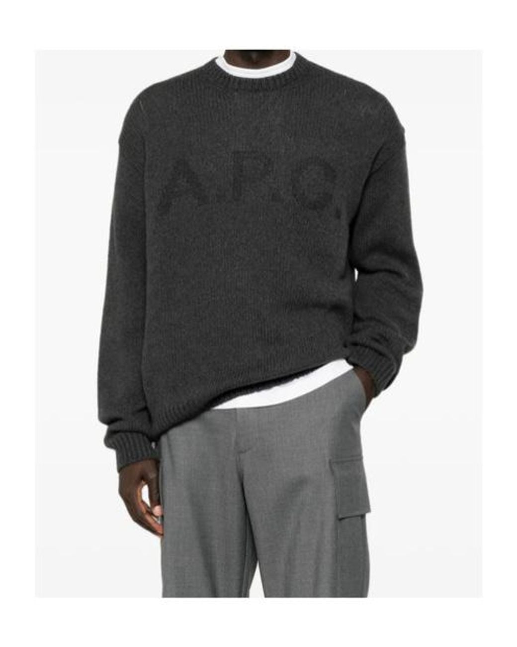 A.P.C. Black Logo-Intarsia Crew-Neck Sweater for men