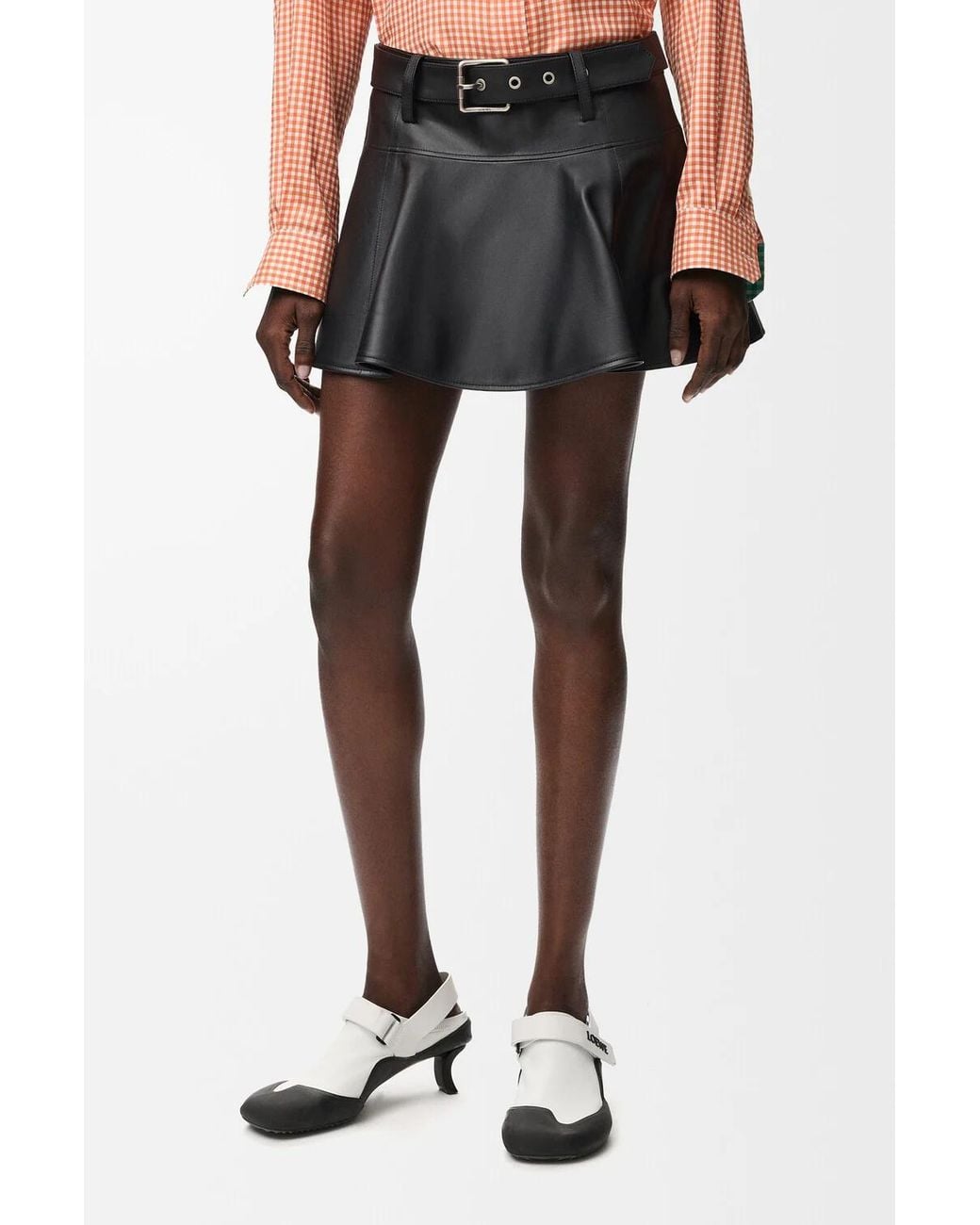 Loewe Black Belted Flared Mini Skirt