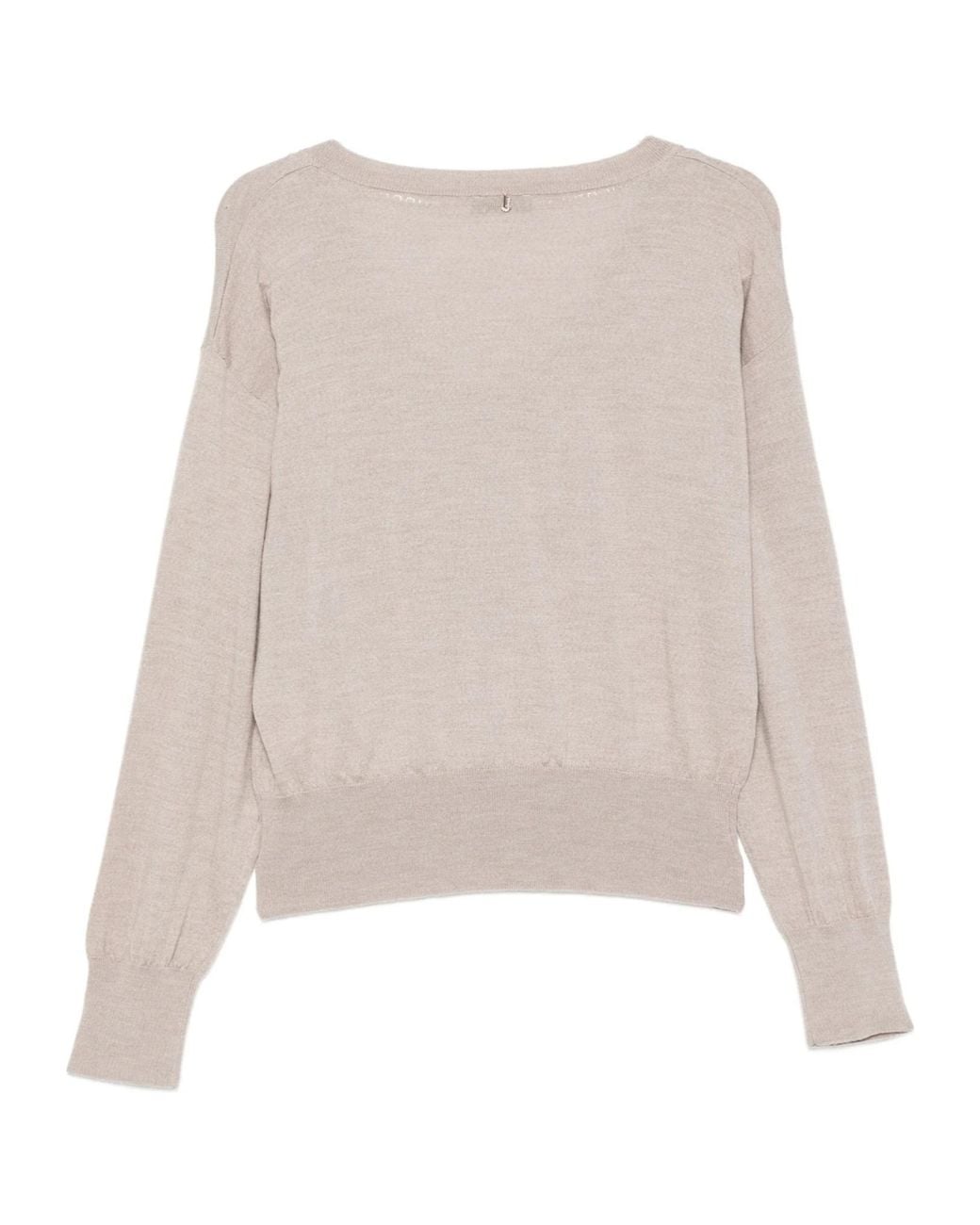 Liu Jo Natural Crystal-Embellished V-Neck Sweater