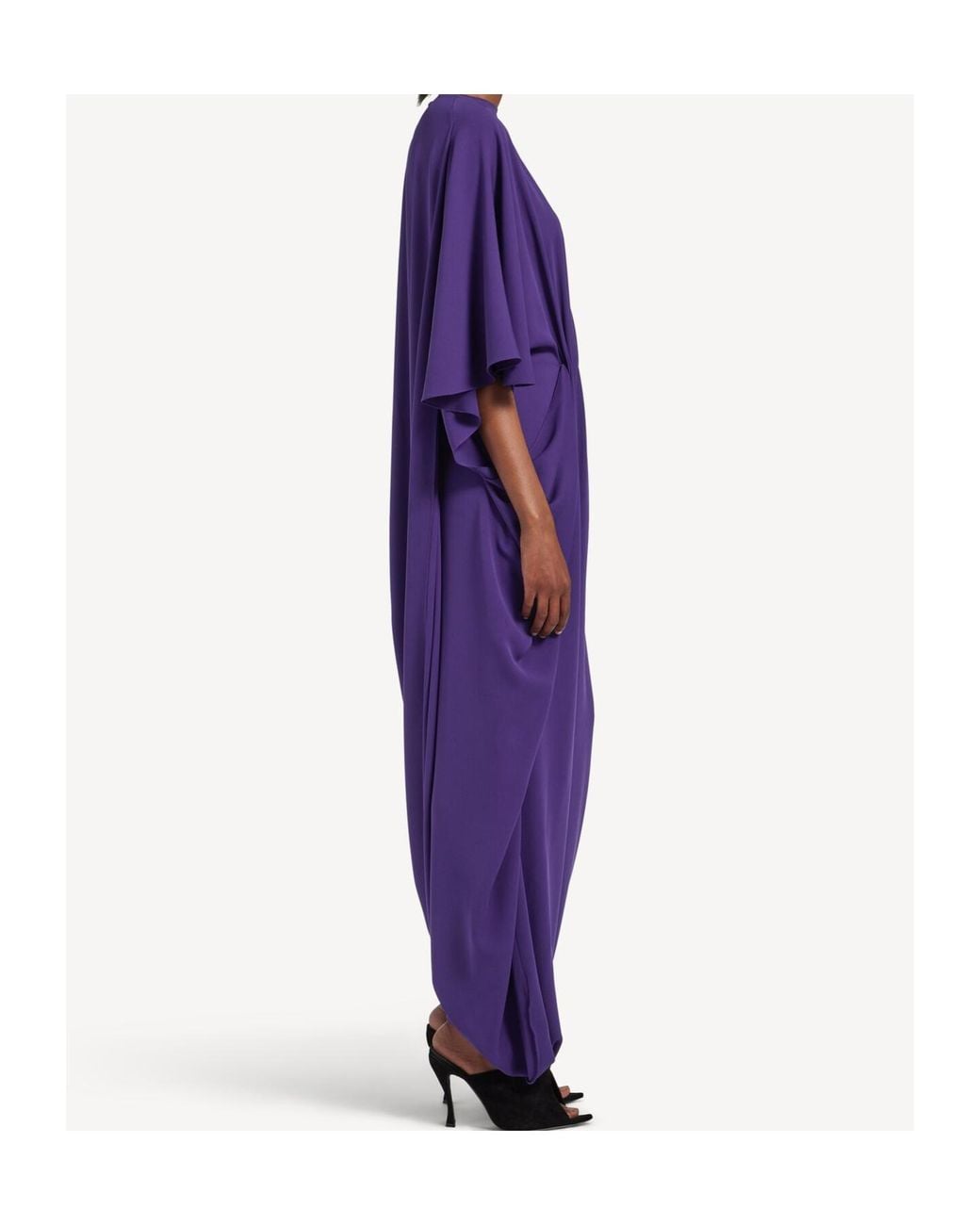 Balenciaga Purple Short Sleeves Draped Dress