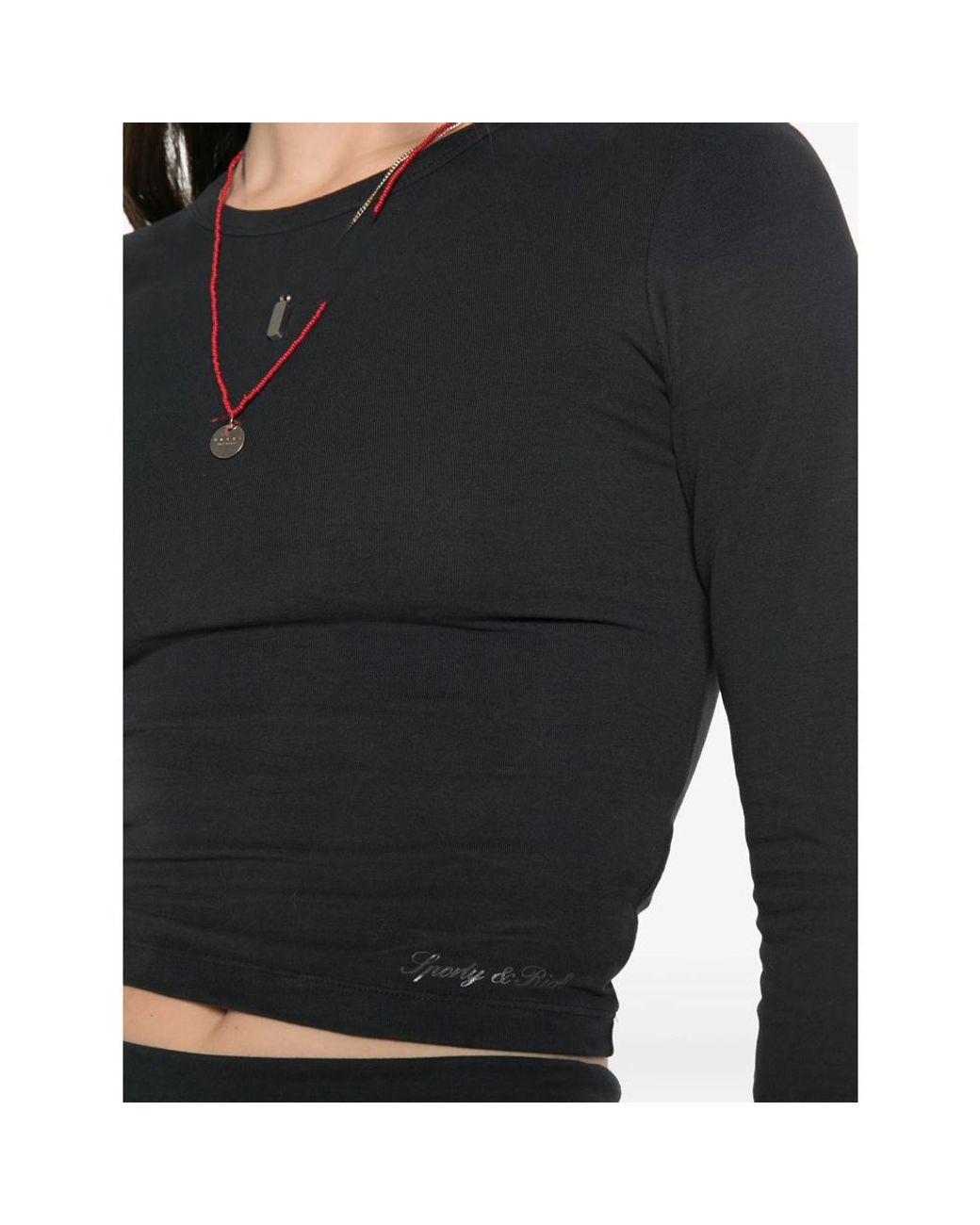 Sporty & Rich Black Long-Sleeve Knit Top