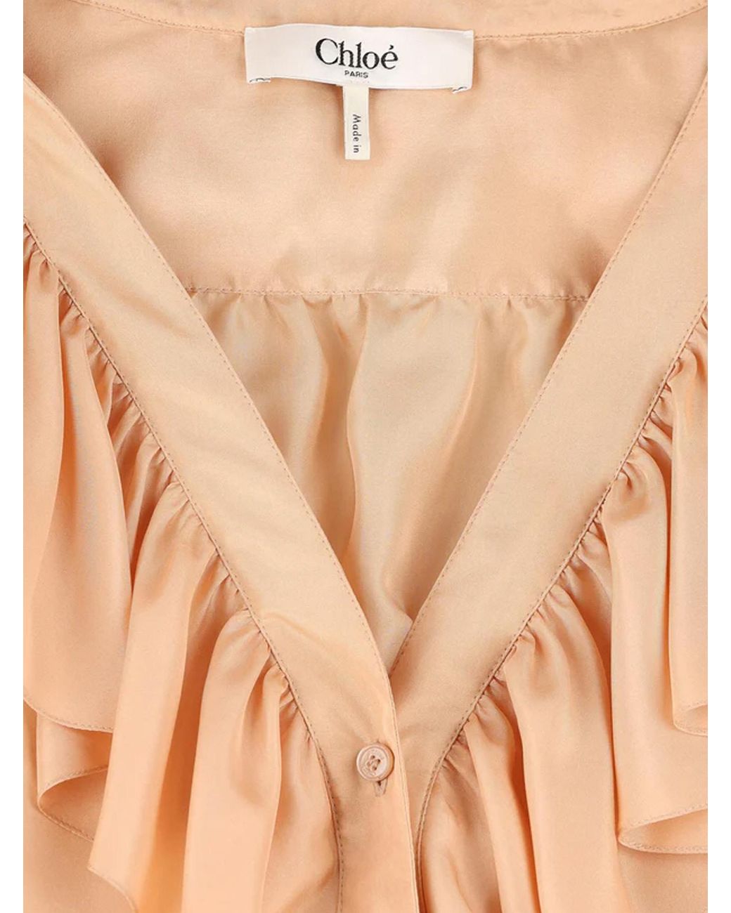 Chloé Natural Chloé Ruffle Detailed Long-Sleeve Shirt