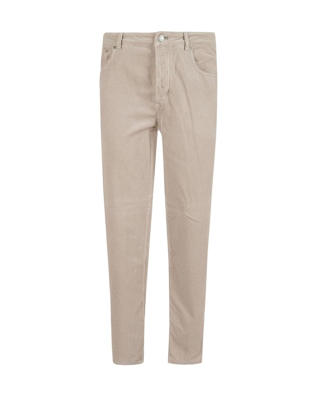 Brunello Cucinelli Natural Casual Trousers With Belt Loops for men