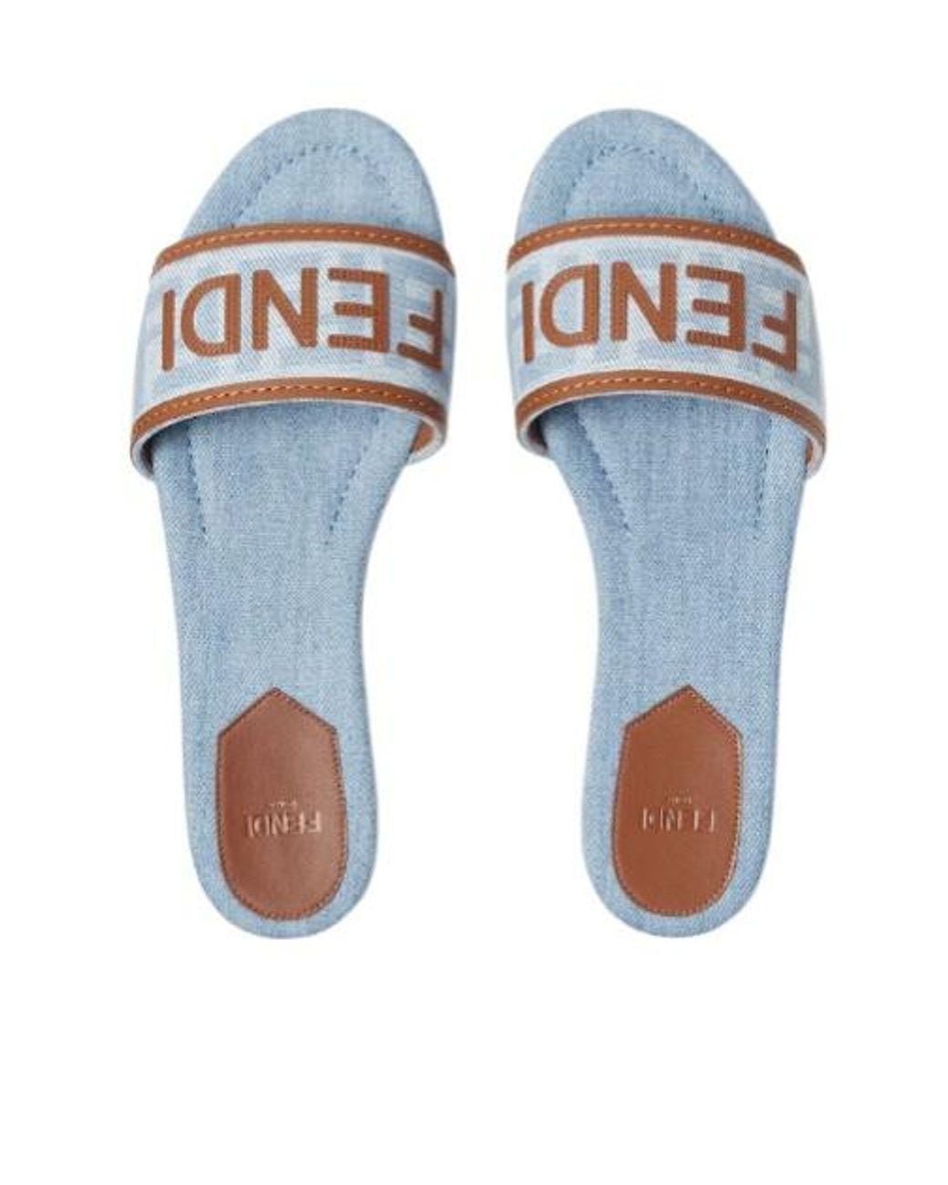 Fendi Blue Sunshine Ff Jacquard Slides