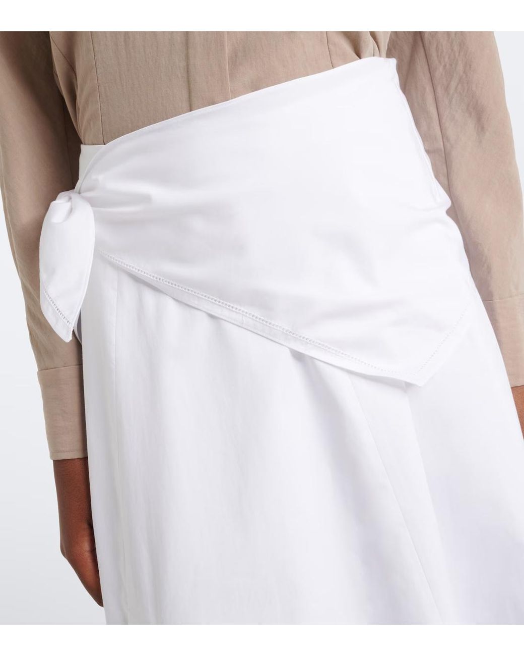 Vince White Cotton Poplin Midi Skirt