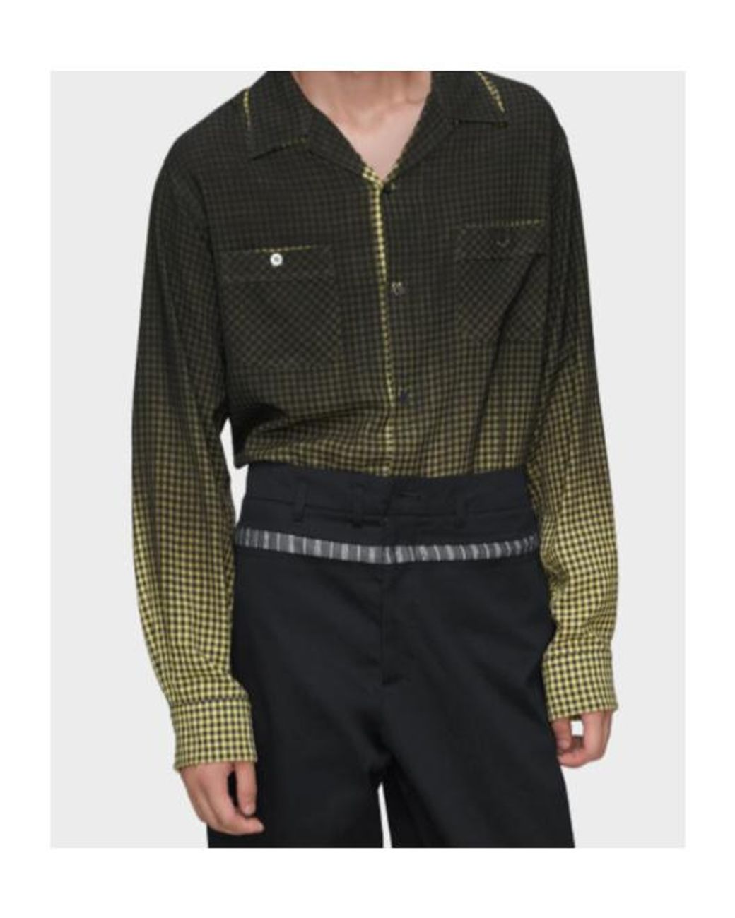 Maison Margiela Green Gradient Check Shirt for men