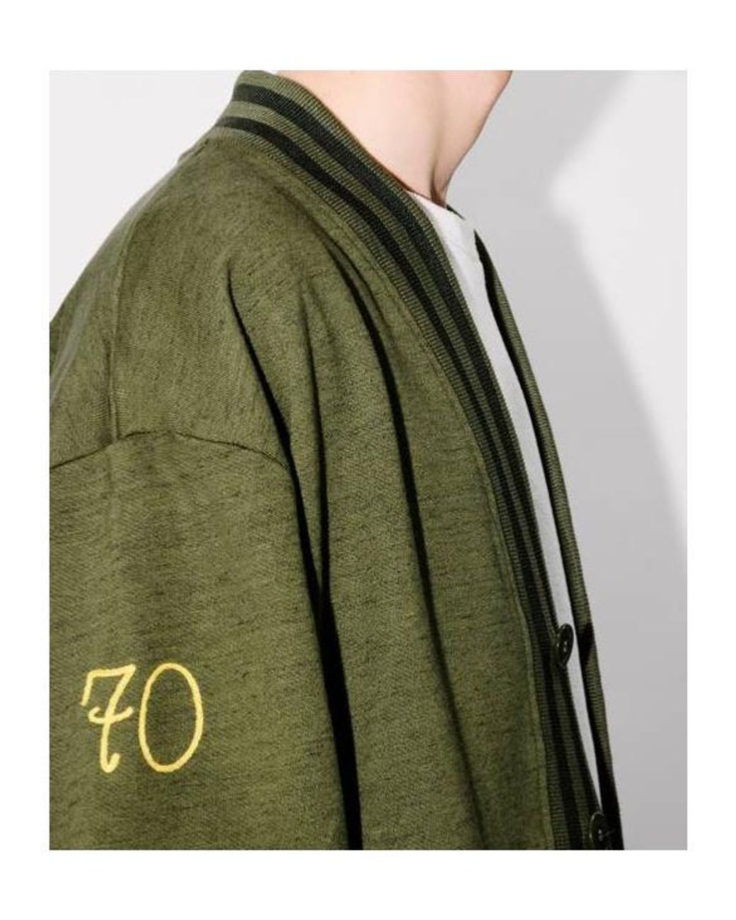 KENZO Green Paris Chainstitch Embroidered Cardigan for men