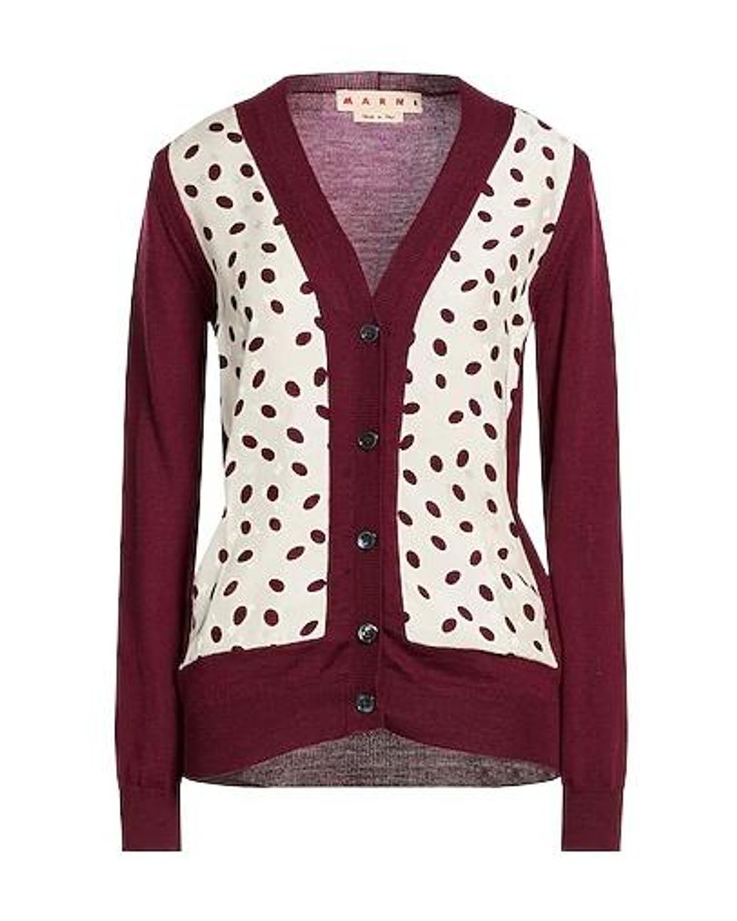 Marni Red Satin-Effect Wool Cashmere Cardigan