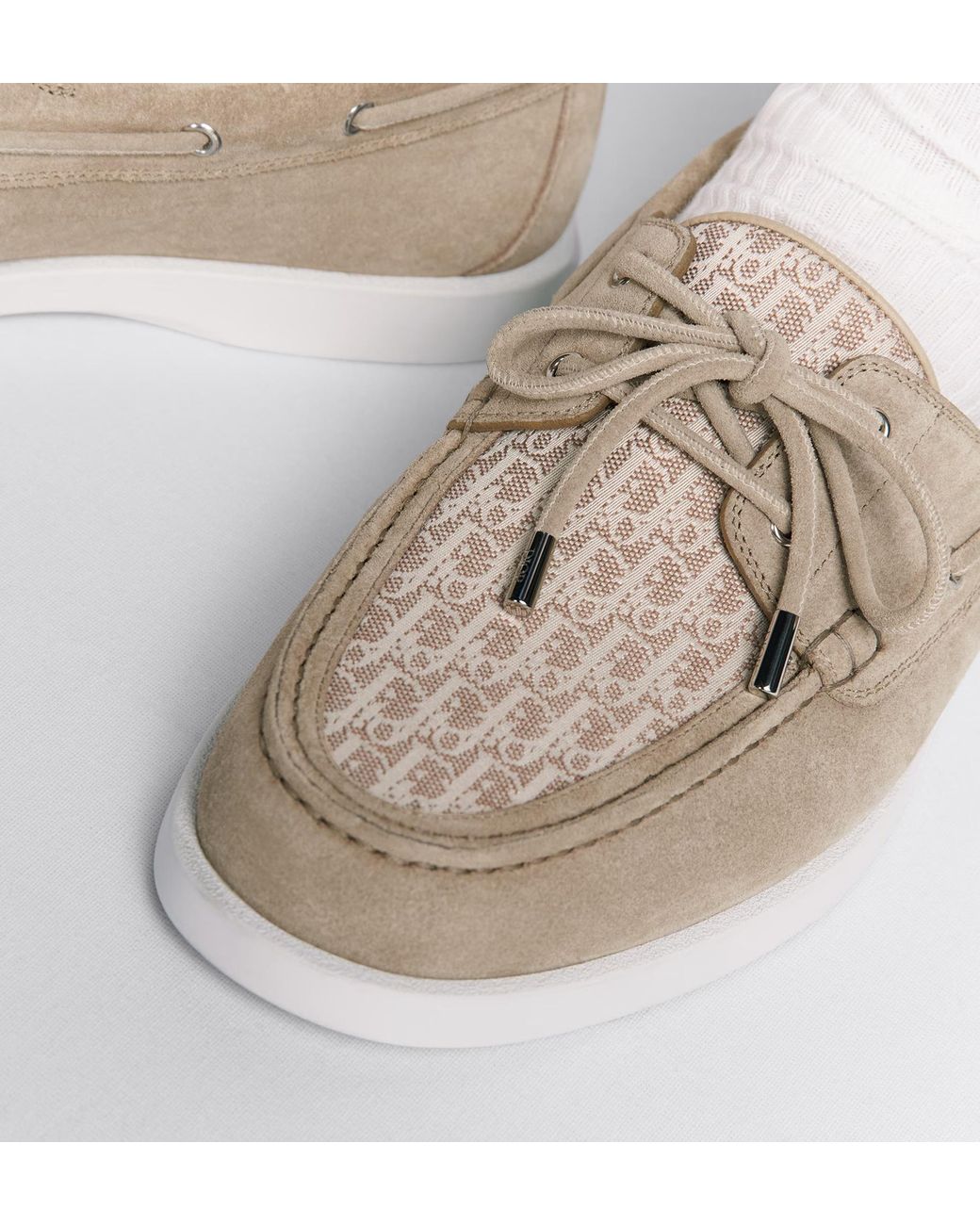 Dior White Granville Boat Shoe for men