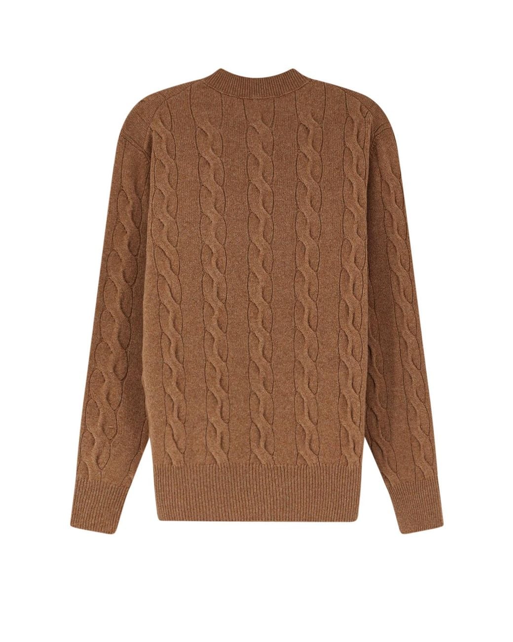 AMI Brown Ami Cable Knit Crew Neck Knitted Sweater for men