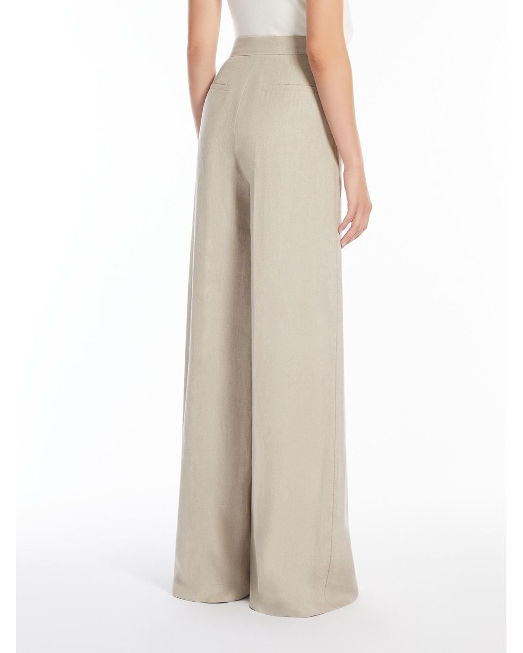 Max Mara White Sequoia Pleat Detailed Wide-Leg Trousers
