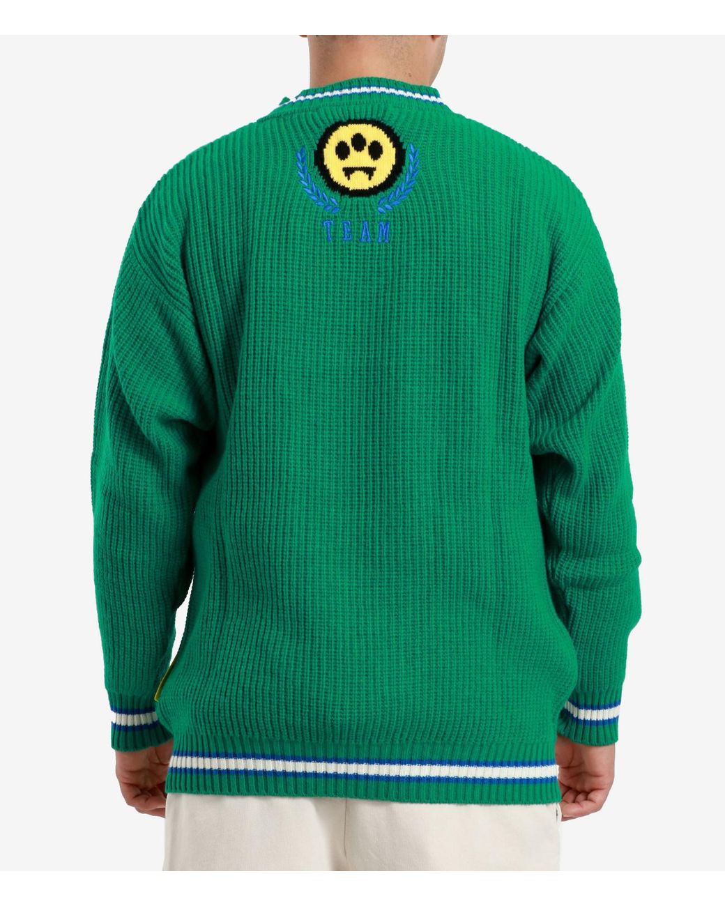 Barrow Green Intarsia-Logo V-Neck Jumper for men
