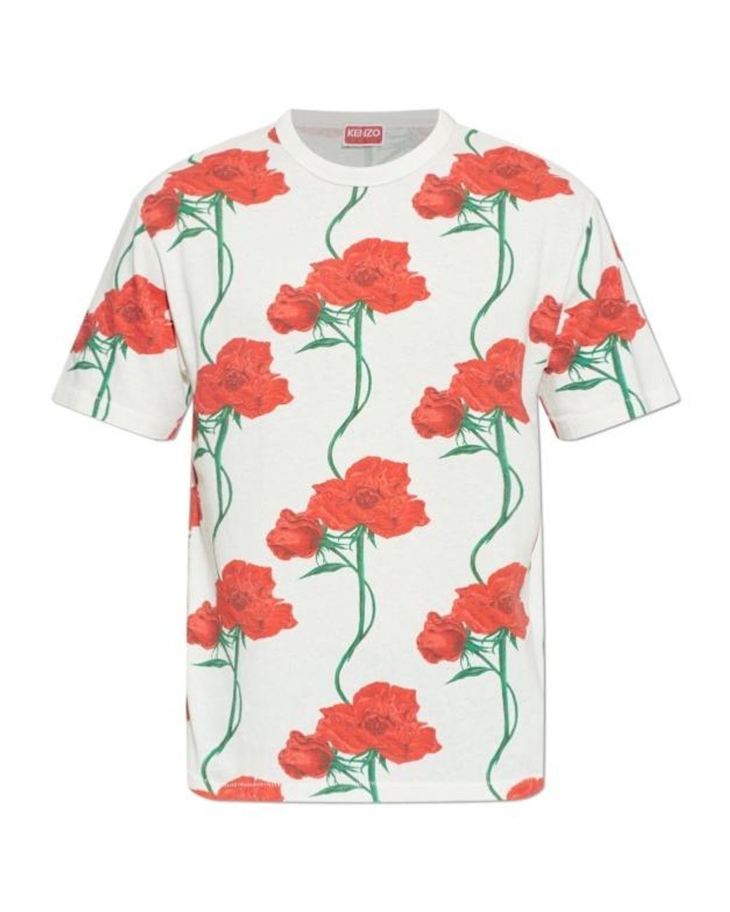 KENZO White Archive Rose Crewneck T-Shirt for men