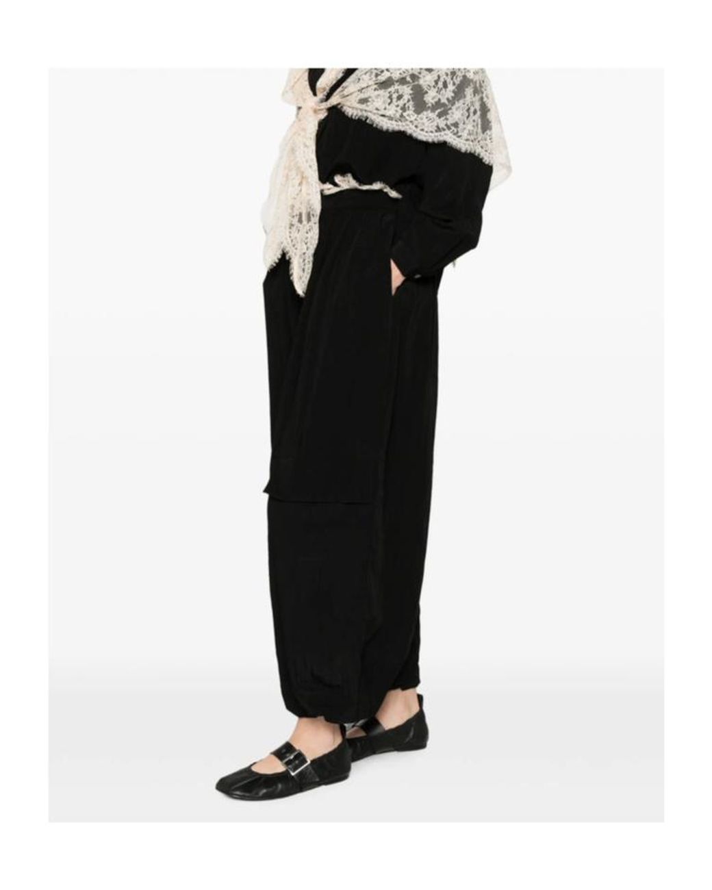 Sea Black Lace-Trimmed Trousers