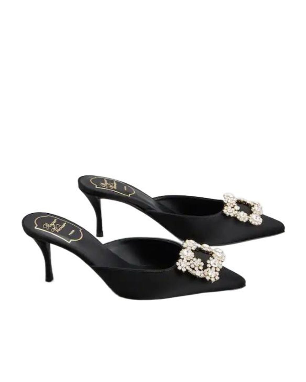 Roger Vivier Black Buckle Embellished Slip-On Mules