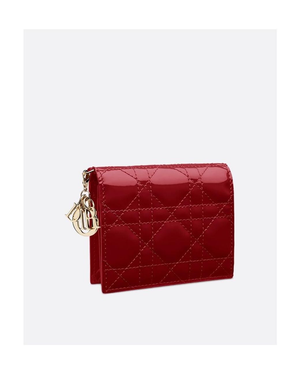 Dior Red Mini Lady Gardenia Wallet