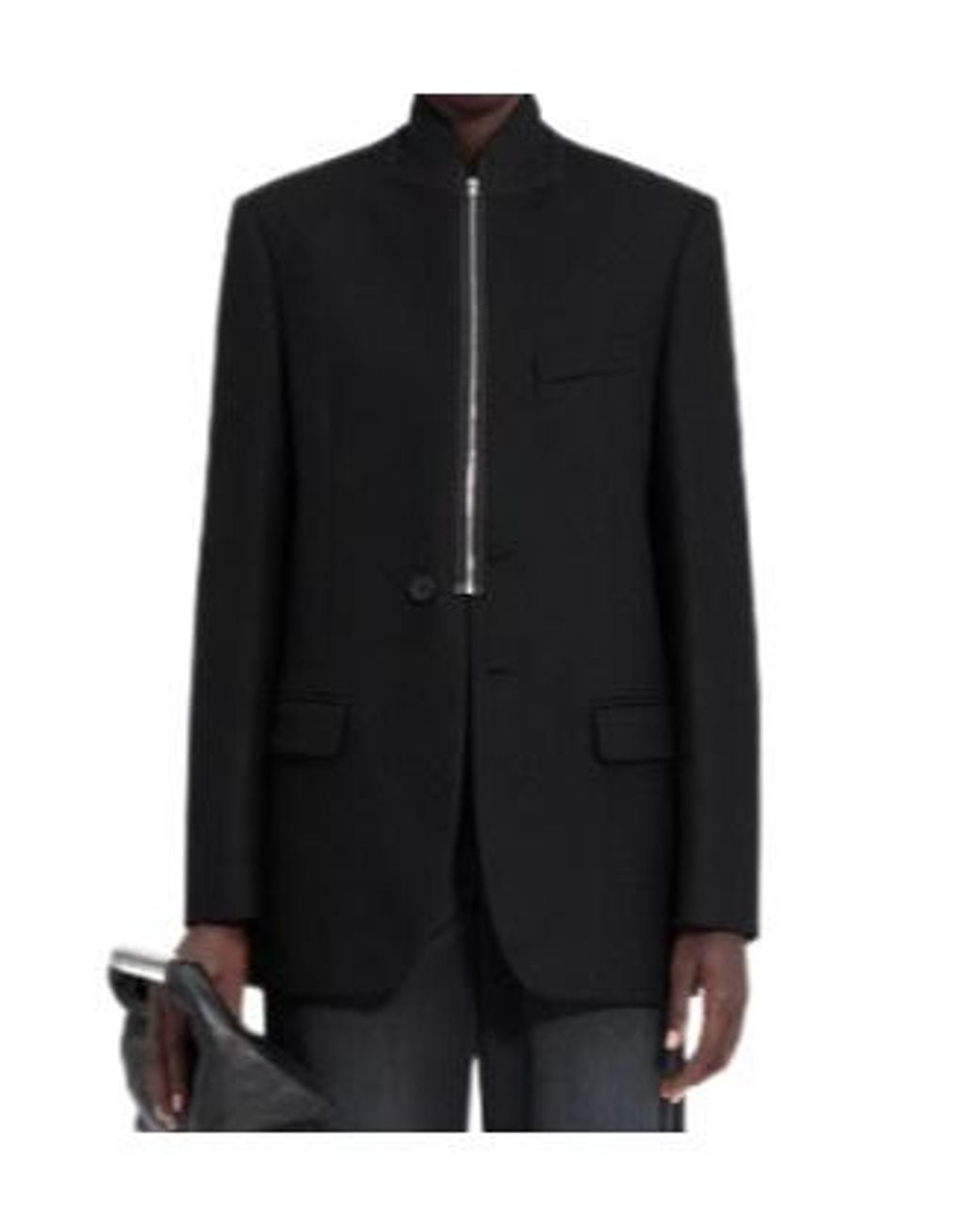 MM6 by Maison Margiela Black Long Sleeve Zip-Front Blazer