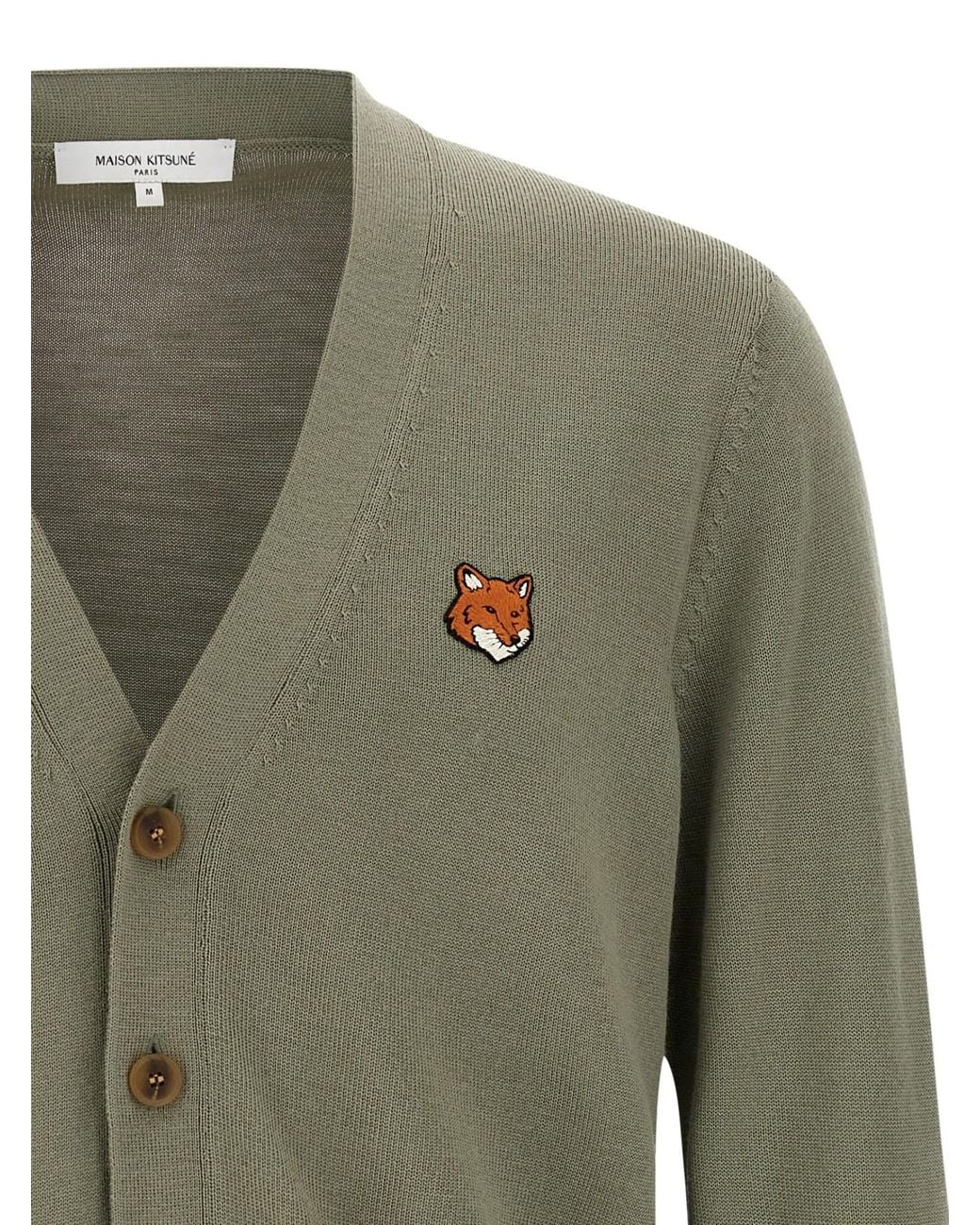 Maison Kitsuné Green Maison Kitsuné Fox Head Regular Cardigan for men