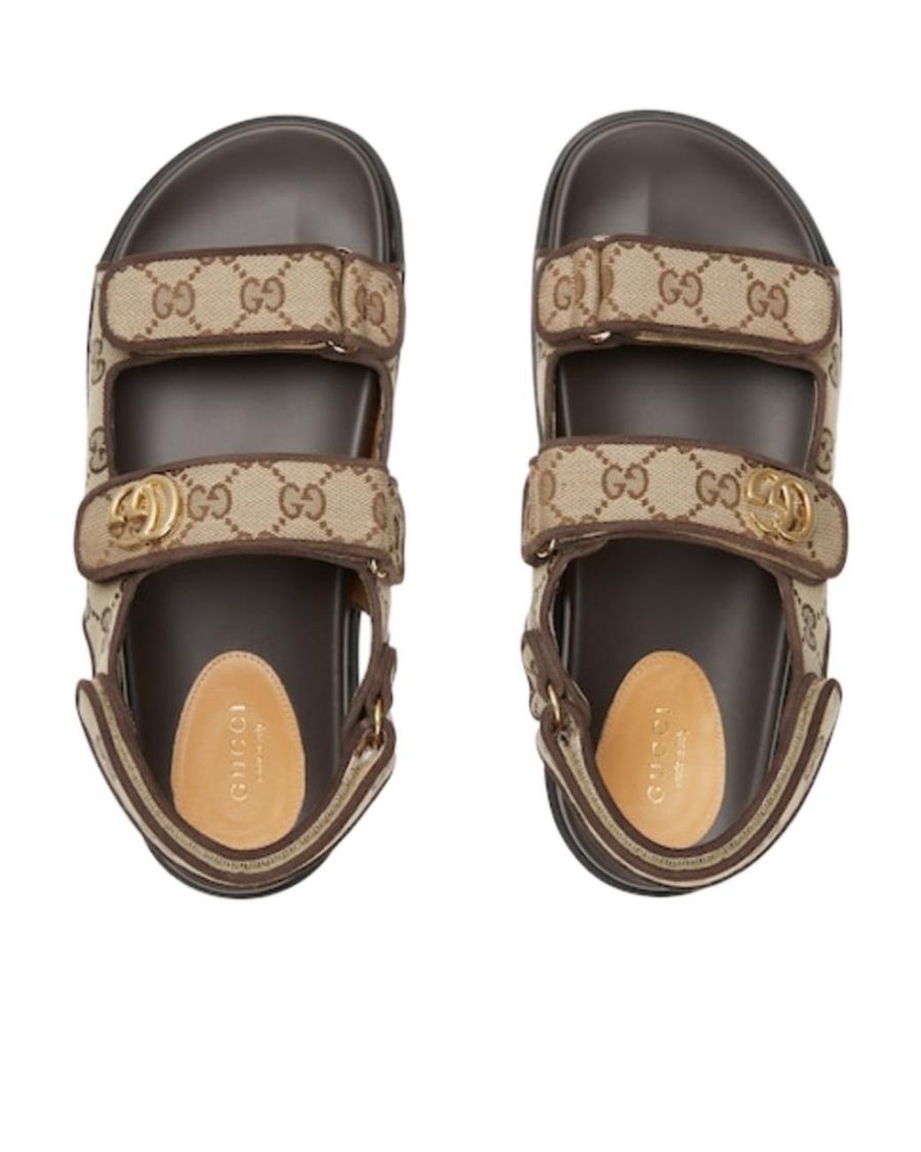Gucci Brown Gg Canvas & Leather Sandal