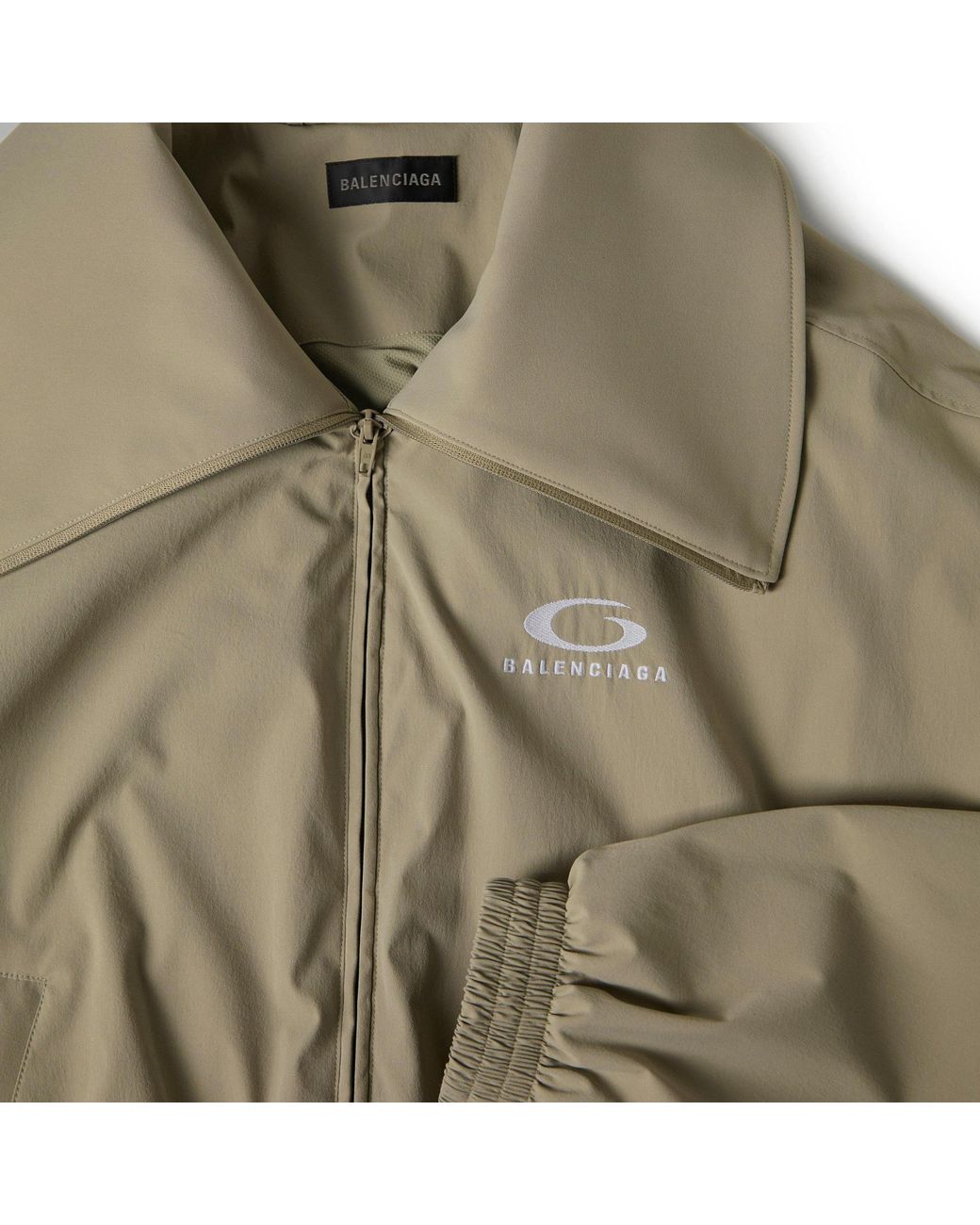 Balenciaga Natural Solid Color Turtleneck College Baseball Jacket