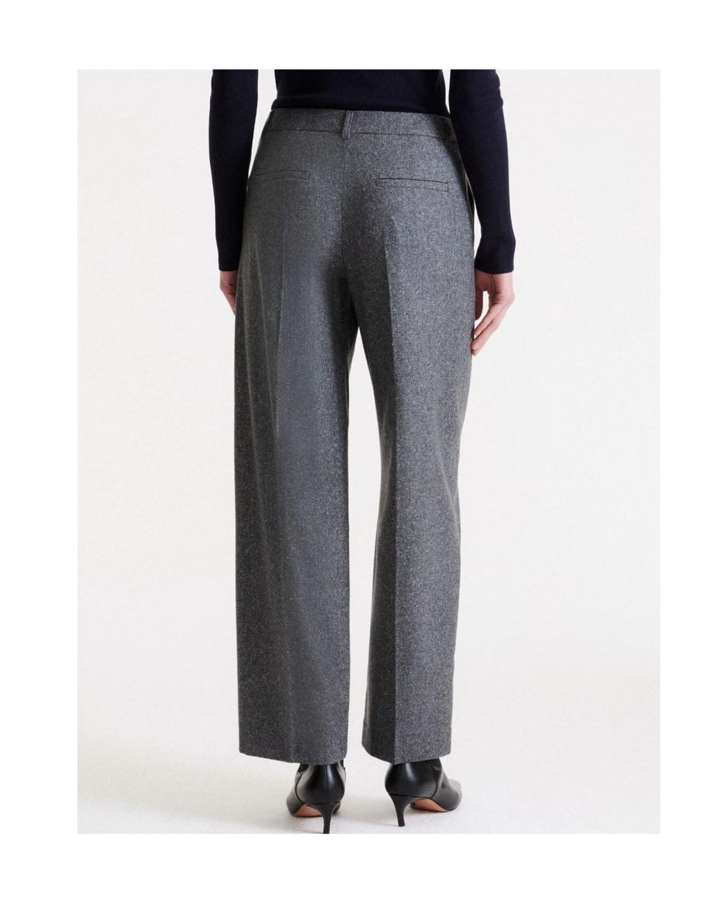 Marella Gray Wool And Silk Tweed Trousers